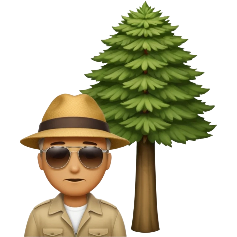 A large german man hiding behind a skinny tree emoji