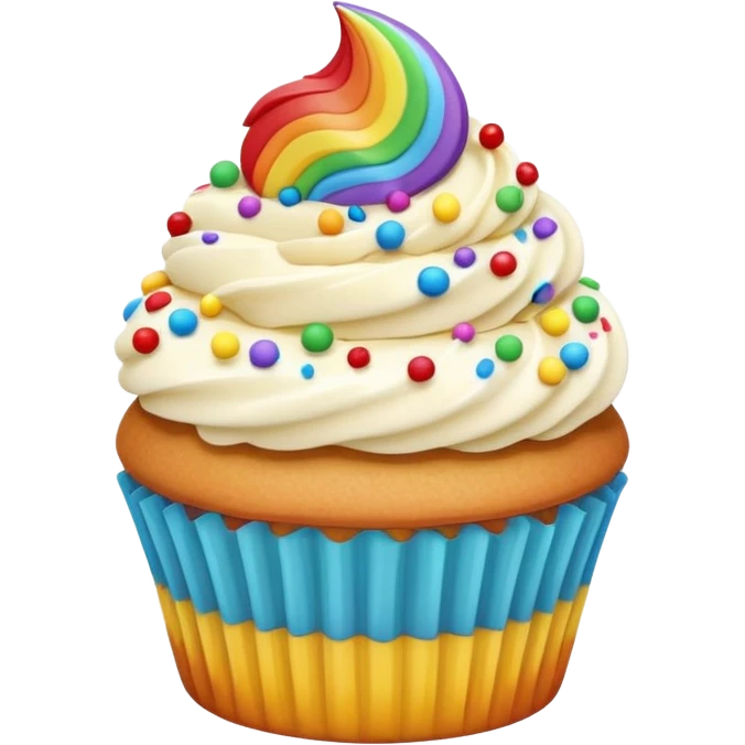 cute cupcake with colorful frosting and sprinkles emoji