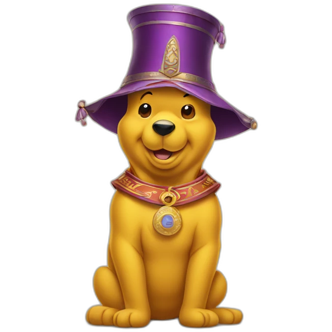 Winnie the Pooh wearing an emperor's hat emoji