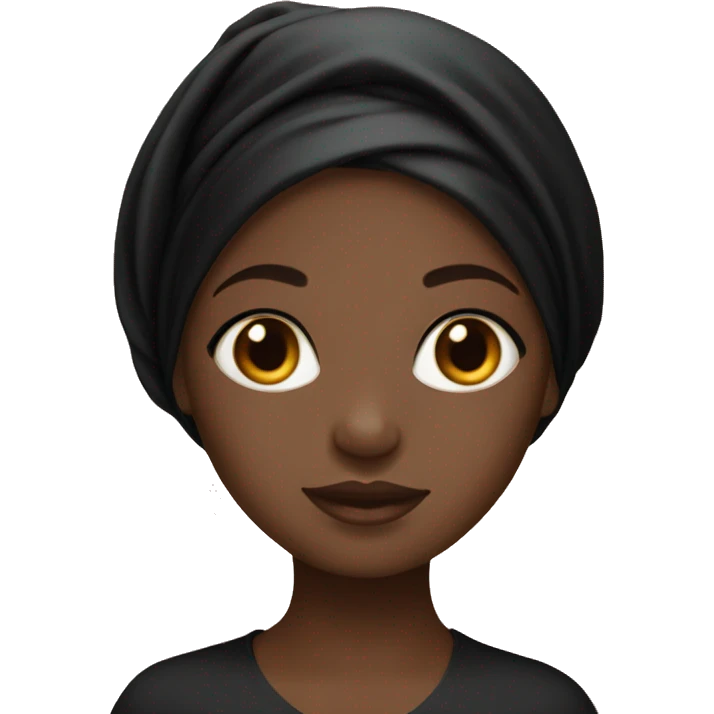 black girl with black satin bonnet on head emoji