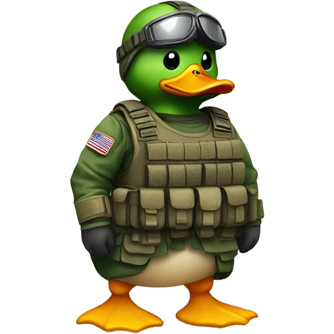 A duck wearing combat gear  emoji