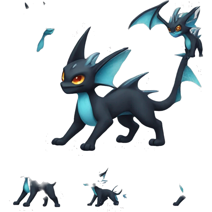 Black Edgy Ethereal Noivern-Vaporeon-Litten full body emoji
