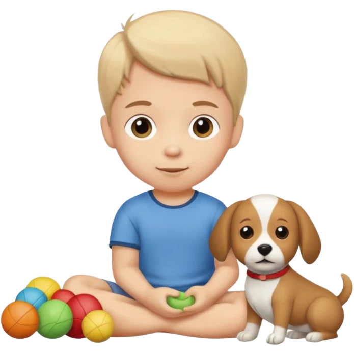 child with dog toys emoji
