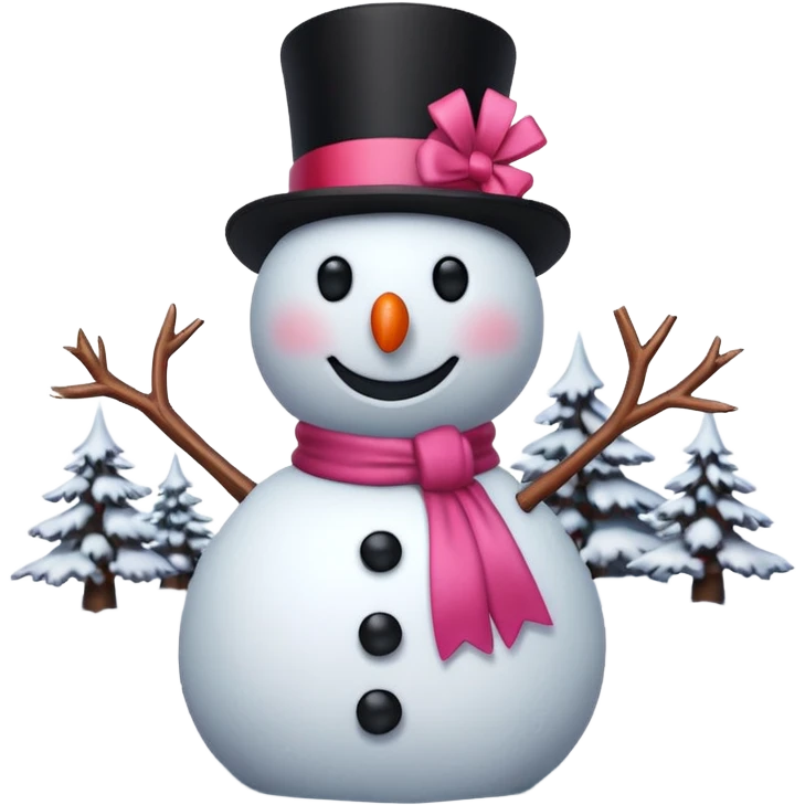 Red snowman with pink bow emoji