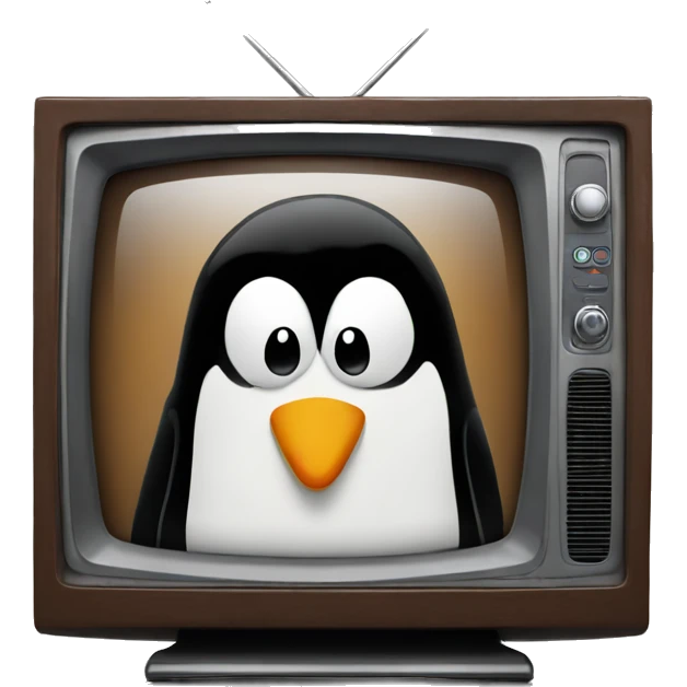 television with penguin on screen emoji