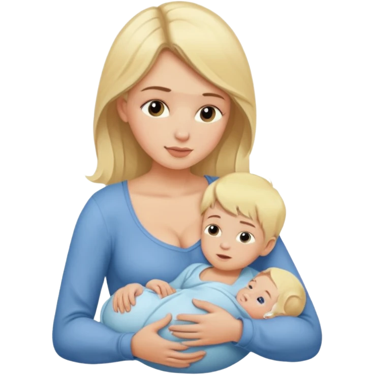 Blondynka karmi piersią małego chłopca emoji