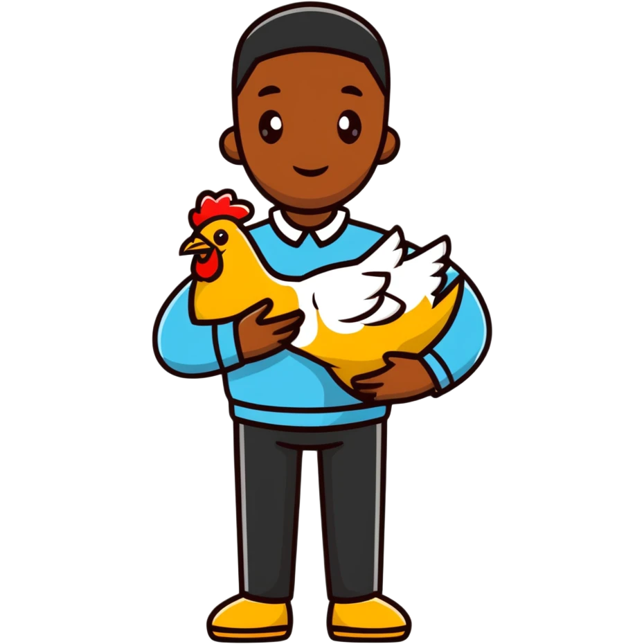 Black man with chicken emoji