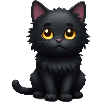 fluffy mysterious black cat  emoji