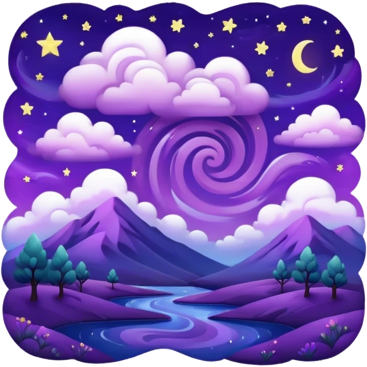  starry night landscape in purple  emoji