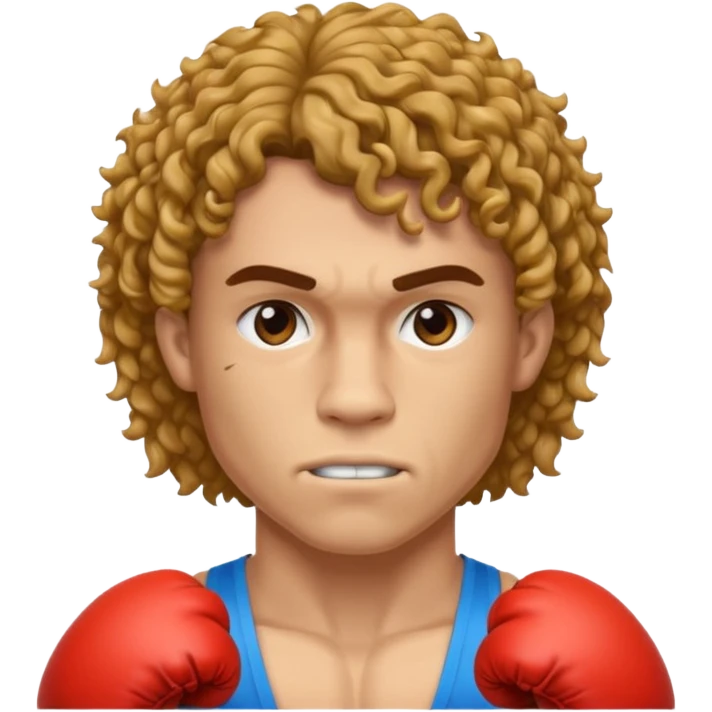 Boxer , with a curly mullet haircut emoji