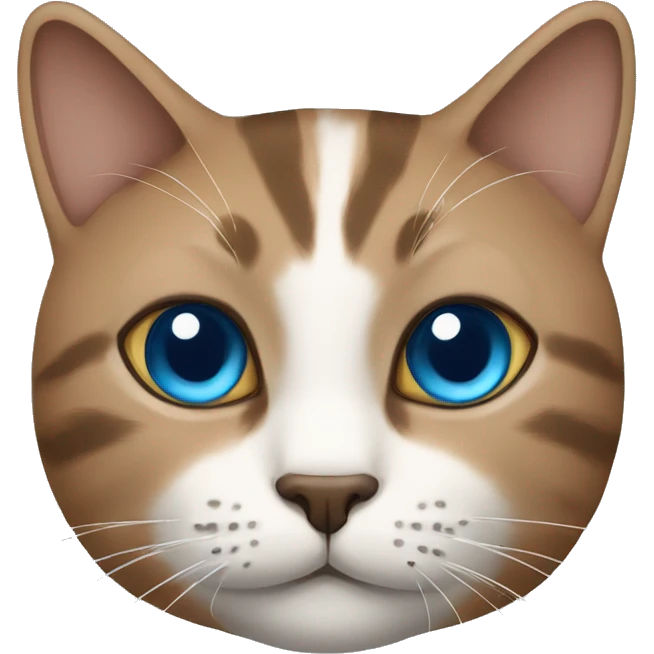 cat one eyes blue and another brown emoji