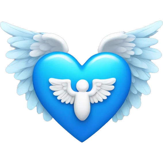 Blue heart with angel wings emoji