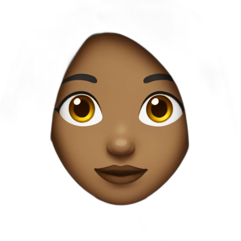 black woman with a round face and long black hair emoji