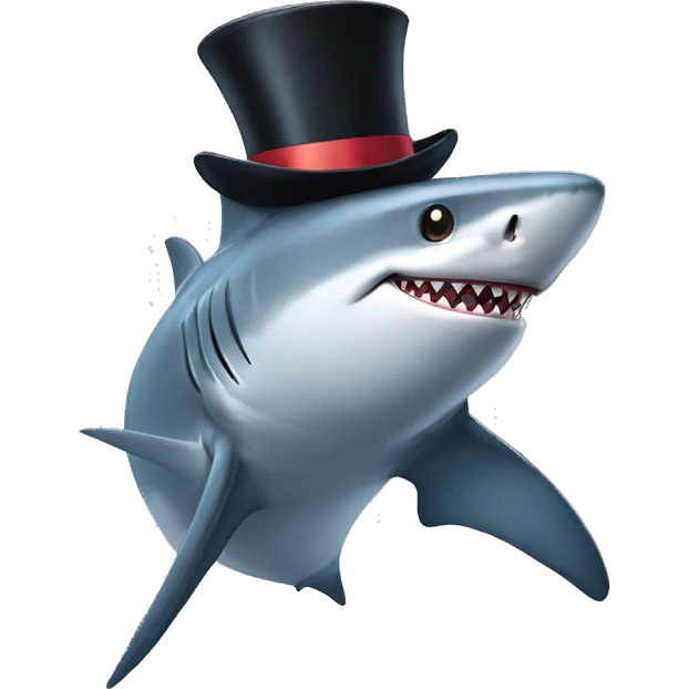 Shark with a top hat emoji