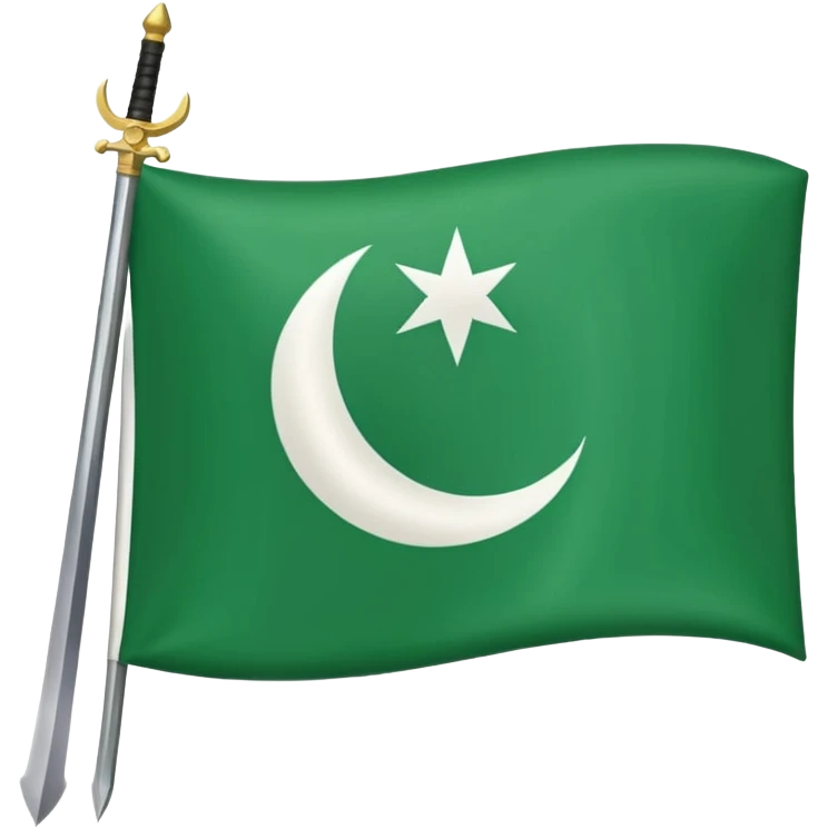 hazara flag, green background, half moon emblem in top right corner with one sword crossing. emoji