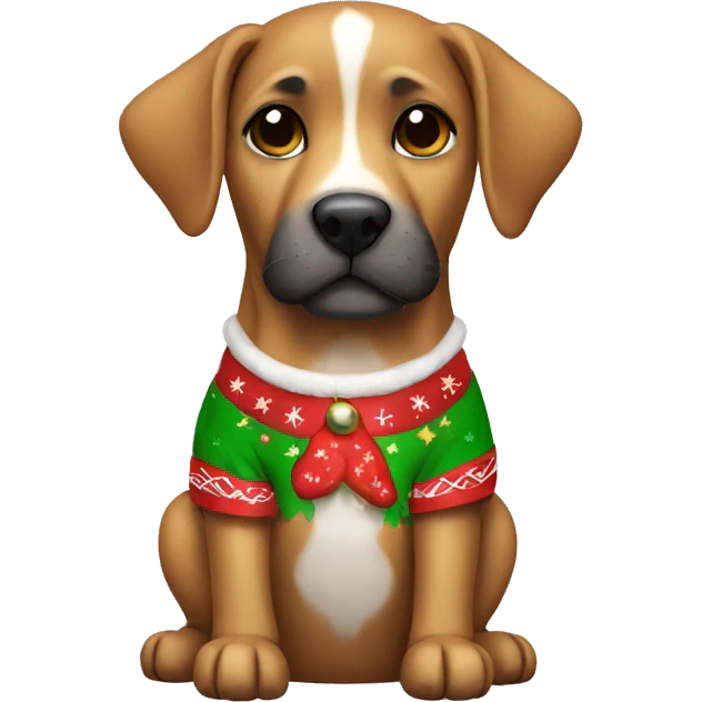 Dog with a Christmas shirt emoji