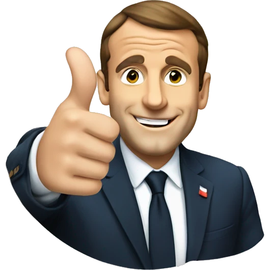 Macron thumb up and white stiker background emoji