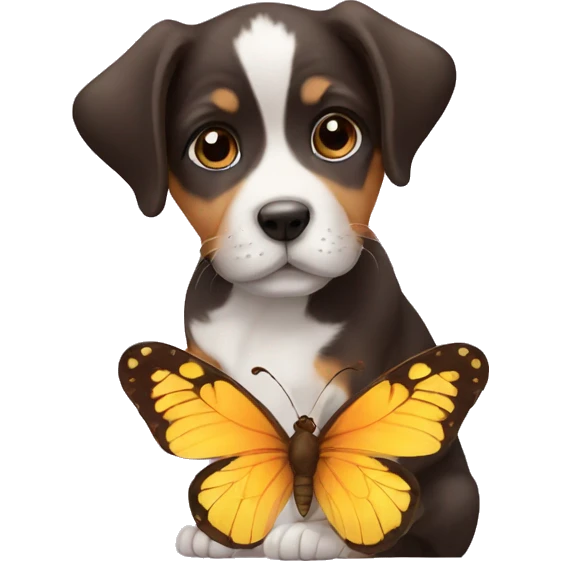 Puppy with butterfly on his nose emoji