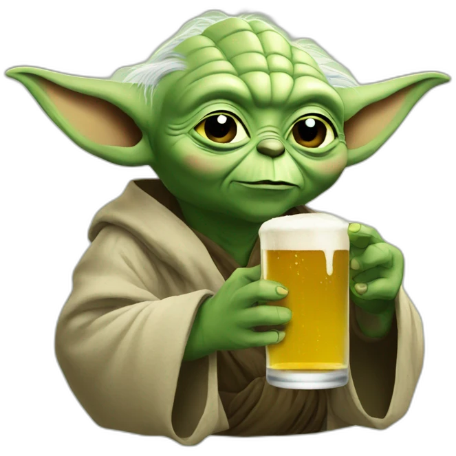 Yoda drinking beer emoji