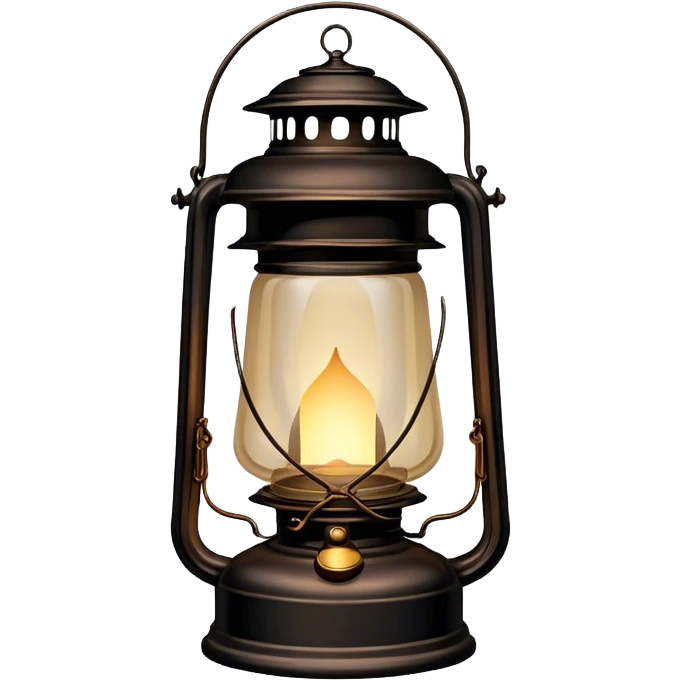 Cinematic Realistic Lantern, an old-fashioned glass lantern with a warm flickering glow, delicate details on the metal handle, softly illuminating the surrounding darkness, glowing with a comforting and nostalgic charm. emoji