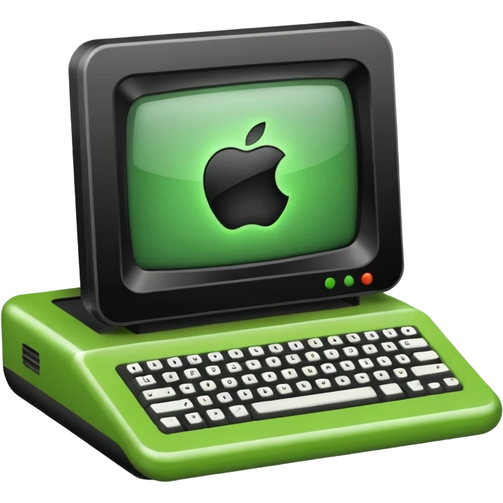 mac os icon code transpiler compiler terminal, black and green, retro emoji