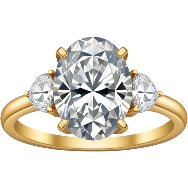 Oval diamond ring with gold and diamond band emoji