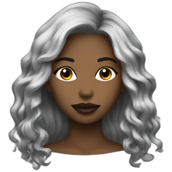 Black women lips long hair emoji