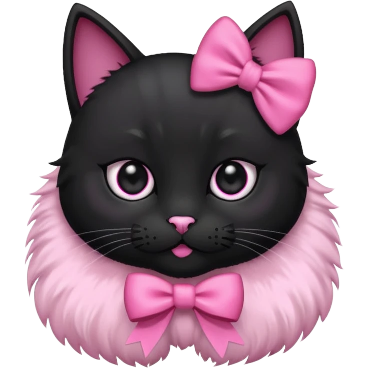 Gatinho preto com laço rosa emoji