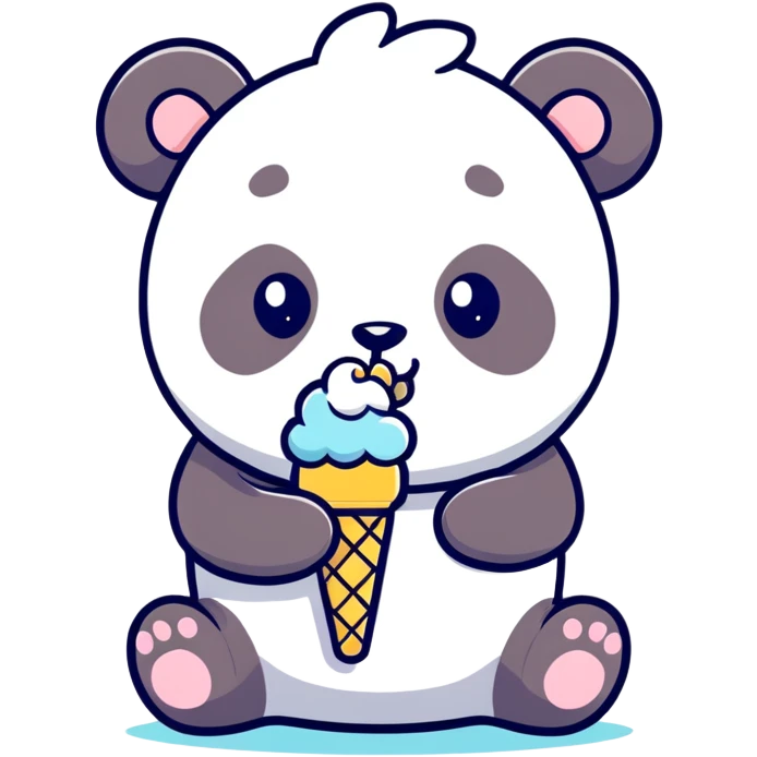 Panda eating ice cream emoji