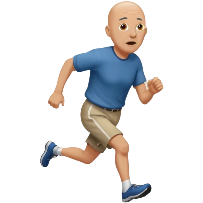 Nakid 60 year old man with ball head running down the hallway saying they are gone. emoji