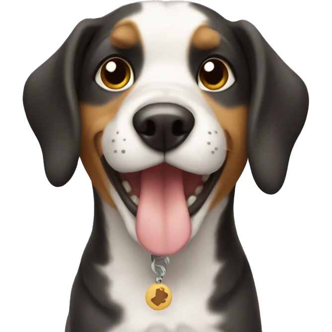 A postcard with a dog emoji