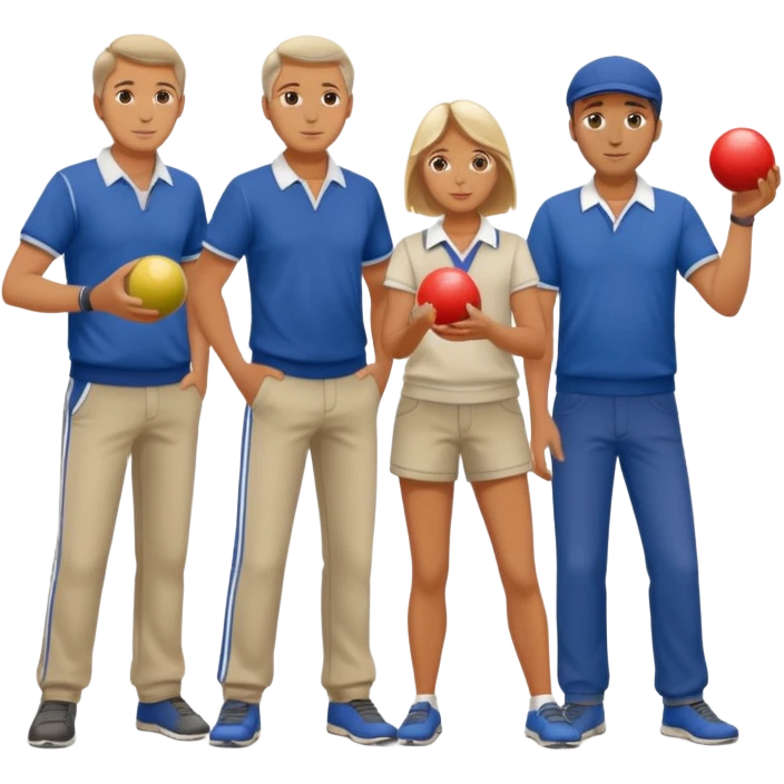 French guys and girls playing petanque emoji