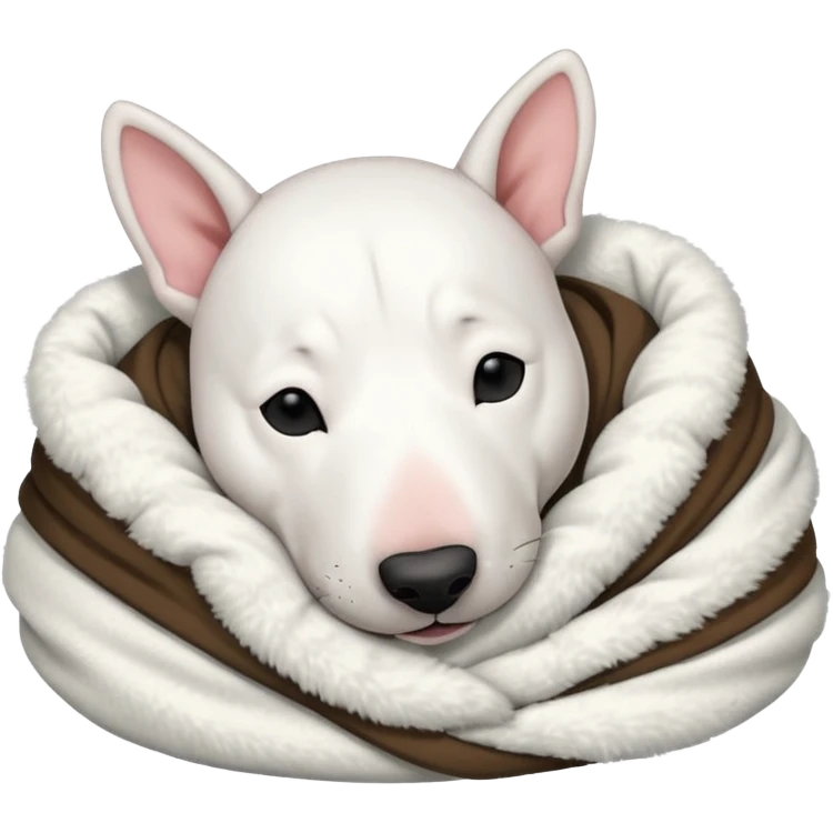 bull terrier sleeping cozy with blanket black head and ears emoji