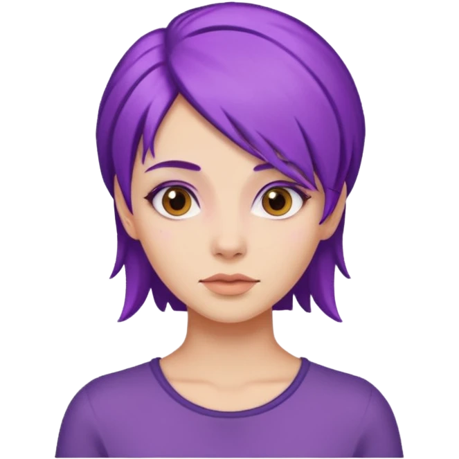 manga femme cheveux violet emoji