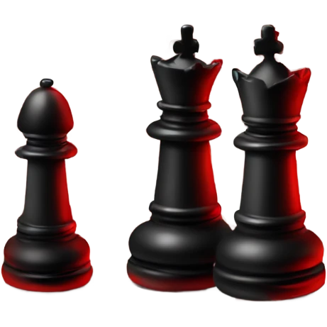 two queen chess pieces side by side one vibrant red and the other black emoji