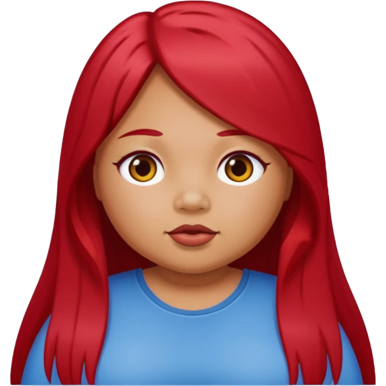 chubby tan skin girl with cherry red long straight hair emoji