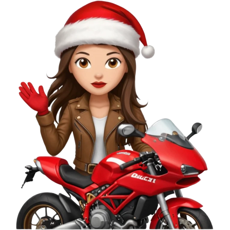 biker girl brune long hair moto christmas ducati emoji