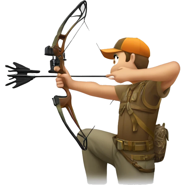 Bow hunter drawing his bow aiming at big buck emoji