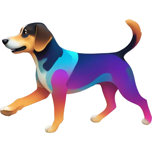 Vector art of a dog running made of vector multicoloured gradient shapes abstract shapes vector art emoji
