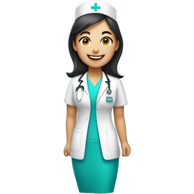 cute Asian nurse with smile emoji
