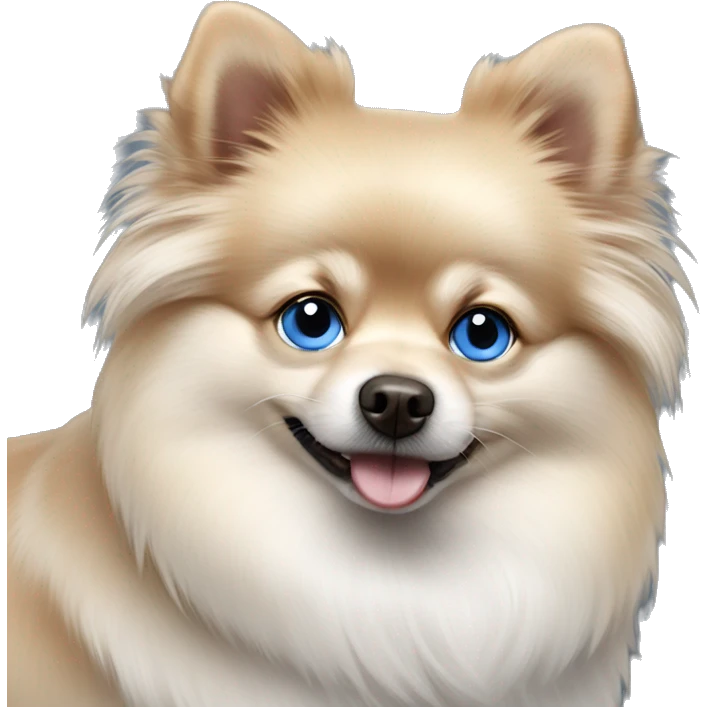 Pomeranian merle with blue eye emoji