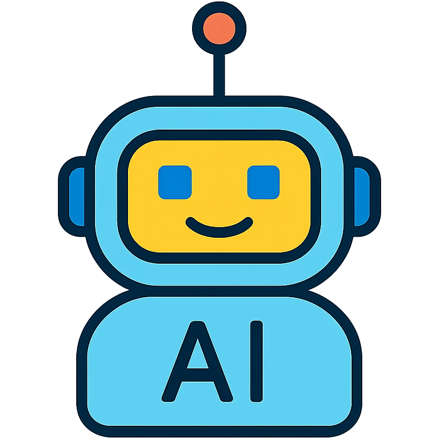 AI robot with antenna and digital face emoji