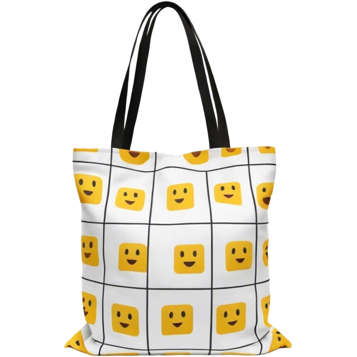 Una totebag aesthetic con cuadrados y blancos irregulares emoji