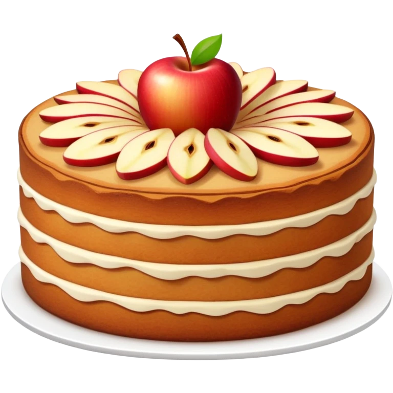 cinematic-realistic-apfelkuchen-dessert-emoji,-depicted-as-a-classic-apple-cake-with-cinnamon-and-thinly sliced apples on the top a few neatly spread out-rendered-with-soft-textures-and-warm,-inviting-lighting. emoji