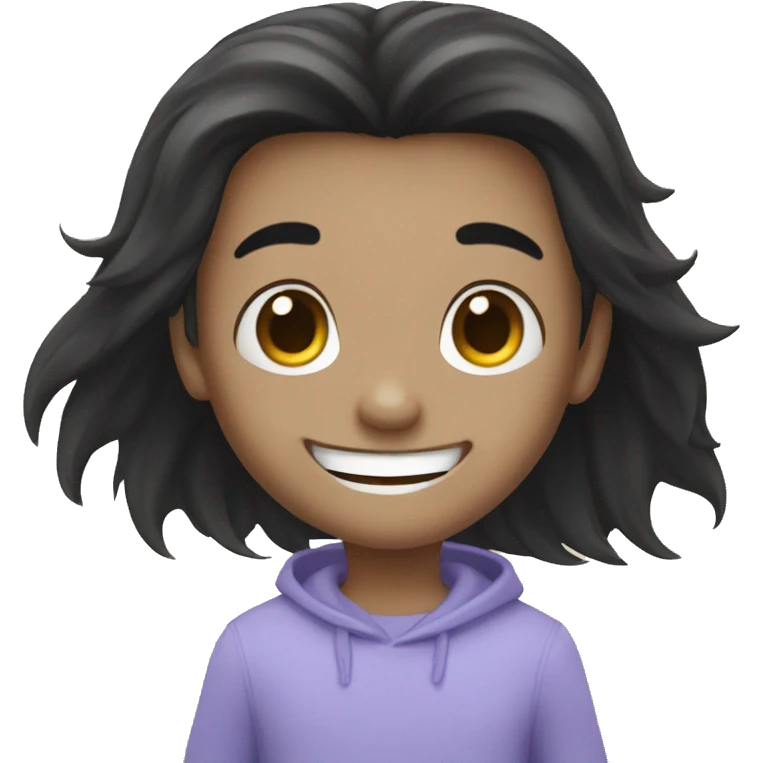 happy boy with long black hair emoji