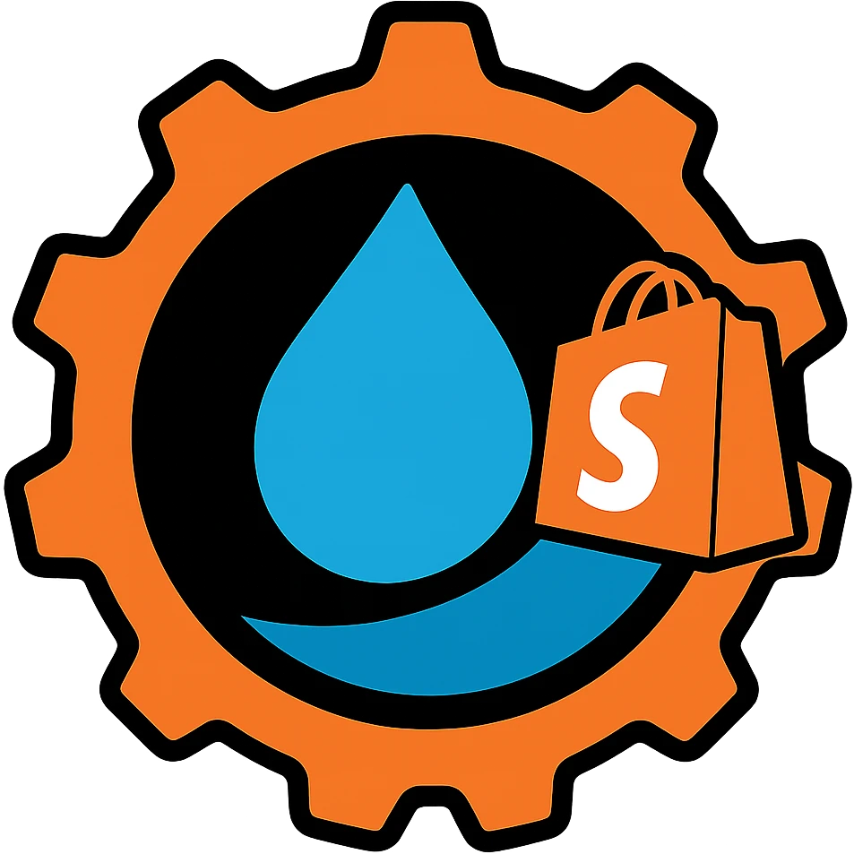 Add a Shopify bag icon to the logo, keeping the original style and colors, with a transparent background. The style of the logo should be preserved exactly as in the reference image. emoji