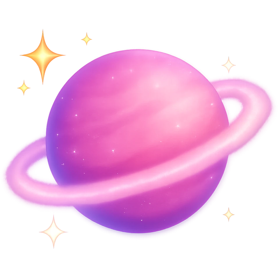 pink planet emoji, cosmic and dreamy emoji