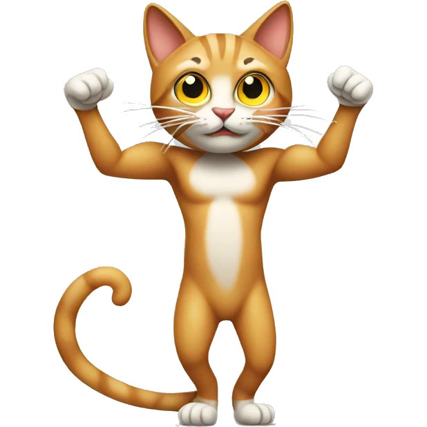 String cat with muscles on two legs emoji