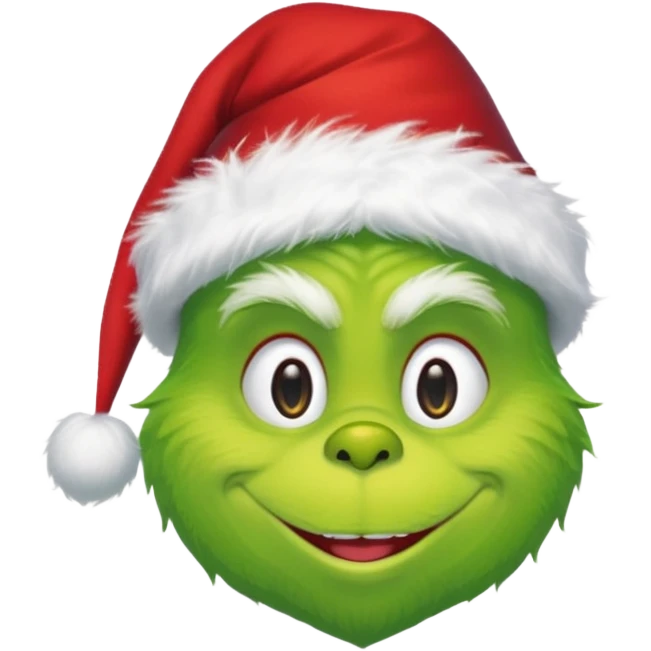 Create an emoji of the grinch from the grinch who stole christmas ith a Santa hat emoji