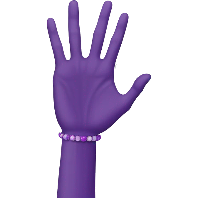 hand with purple bracelet pointing  emoji